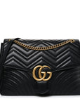 Calfskin Matelasse Medium GG Marmont Shoulder Bag Black