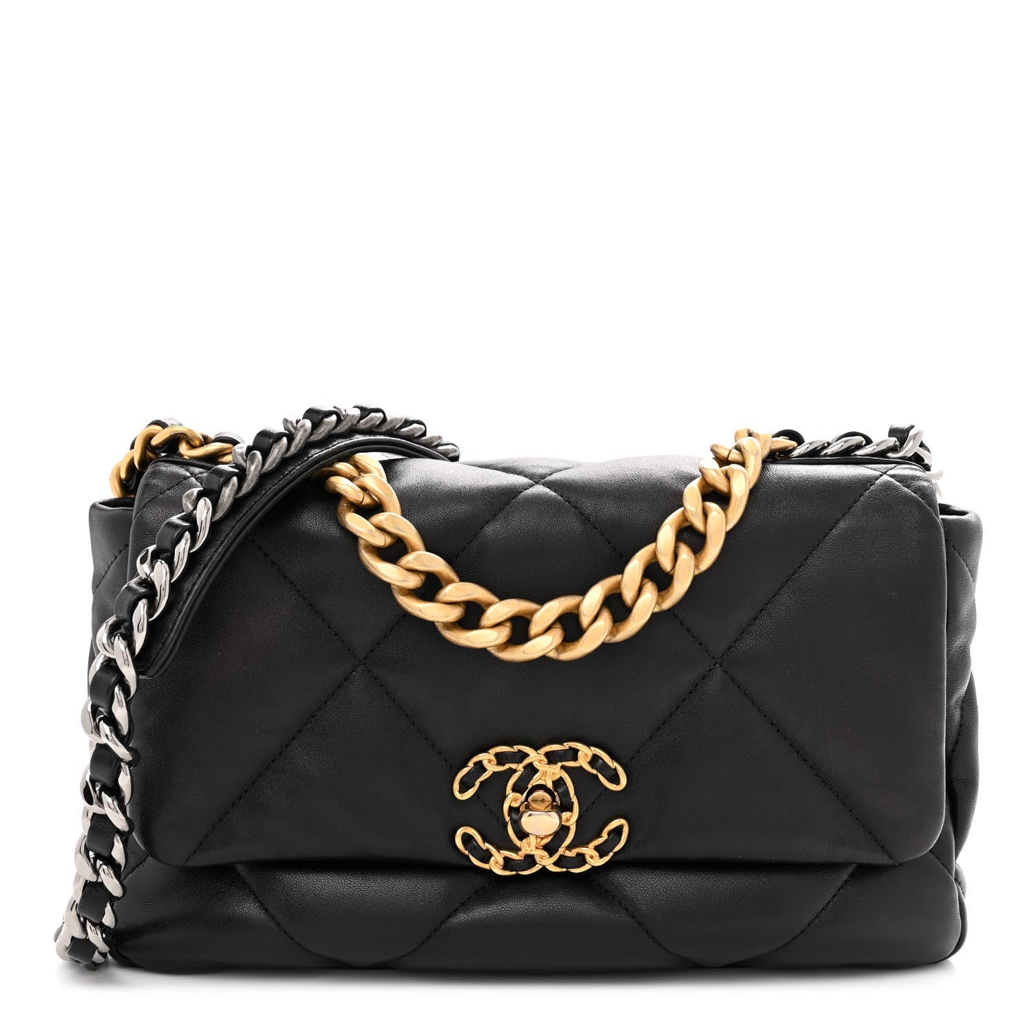 Lambskin Quilted Medium CHNL 19 Flap Black