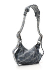 Bleached Denim BB Monogram Le Cagole Shoulder Bag XS Blue
