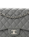 Caviar Quilted Jumbo Double Flap Grey