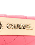 Lambskin Quilted Mini Trendy CC Chain Wallet Pink