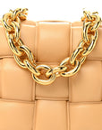 Lambskin Maxi Intreccio Padded Chain Cassette Crossbody Bag Porridge