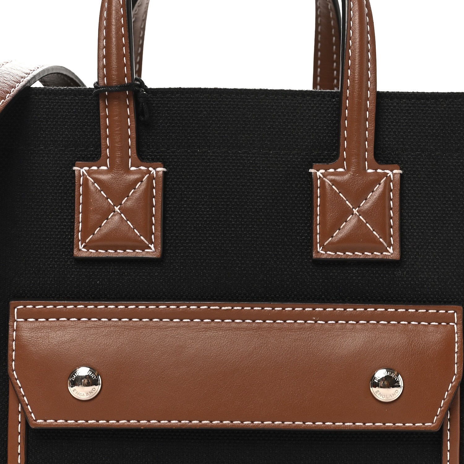Canvas Smooth Calfskin Mini Two Tone Freya Tote Black Tan
