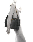 Washed Denim Quilted Medium CHNL 25 Handbag Black