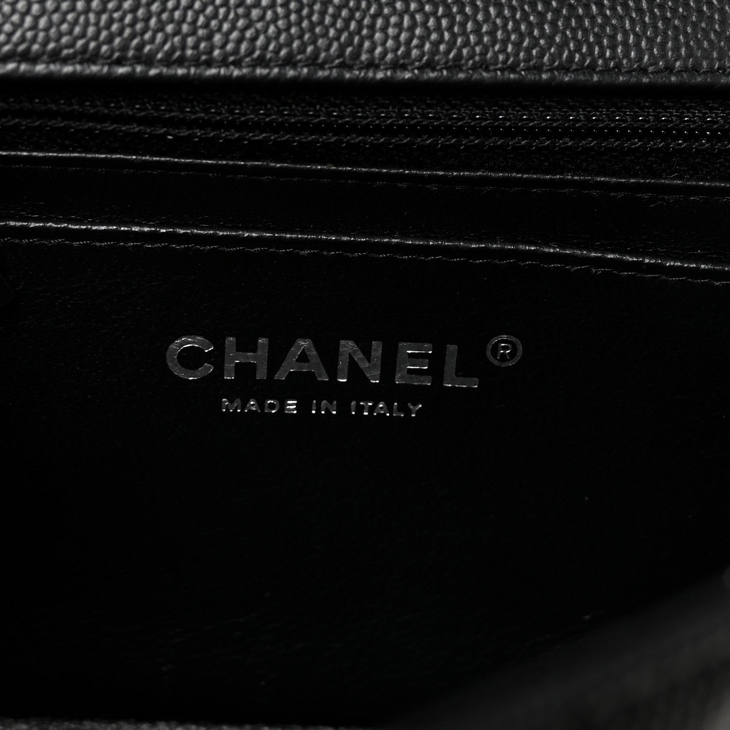 Caviar Chevron Quilted Mini Rectangular Flap Black