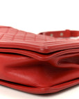 Calfskin Quilted Large Boy Flap Red