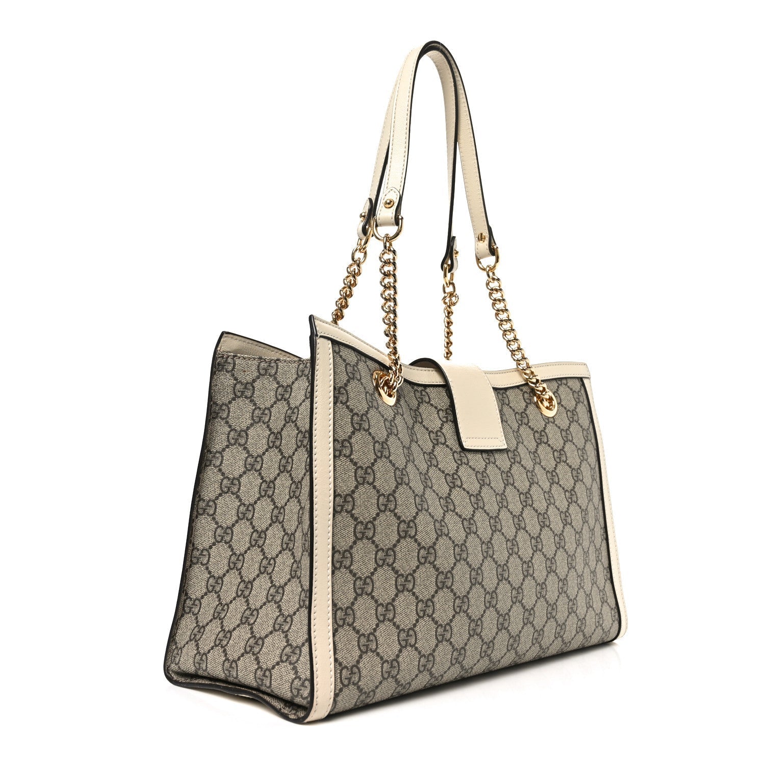 GG Supreme Monogram Medium Padlock Tote White