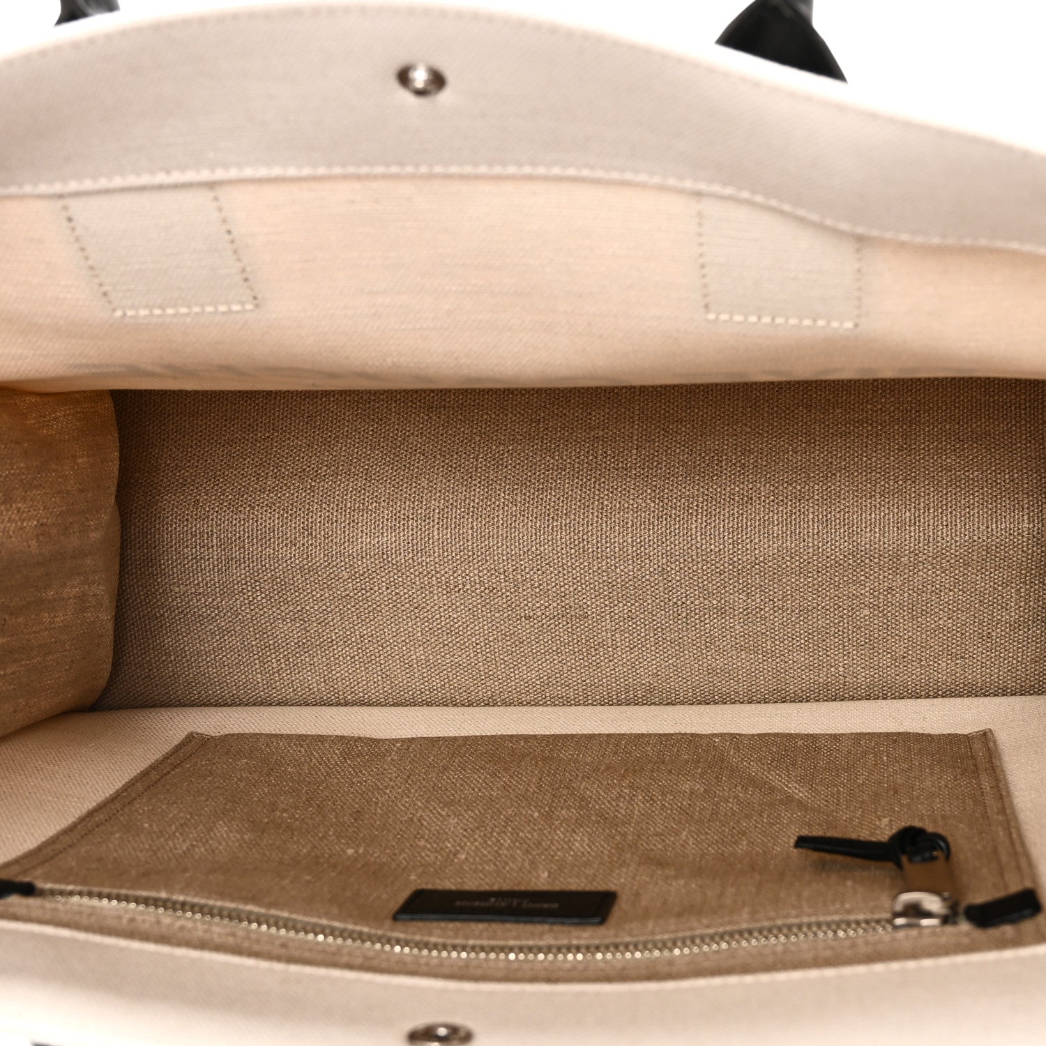 Linen Calfskin Small Rive Gauche Tote Greggio Natural