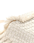 Nappa Intrecciato Canvas Fringe Maltinto Tote White