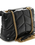 Lambskin Quilted Toy Loulou Puffer Monogram Chain Satchel Black