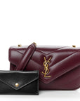 Lambskin Chevron Quilted Mini Loulou Rouge Cabernet