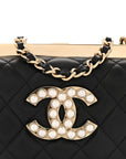 Lambskin Quilted Pearl CC Vanity Case Black