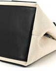 Cotton Canvas Satin Calfskin S Navy Cabas Natural Black