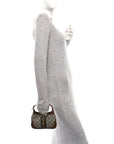 GG Supreme Monogram Azalea Calfskin Web Mini Jackie 1961 Hobo Beige Ebony Brown Sugar