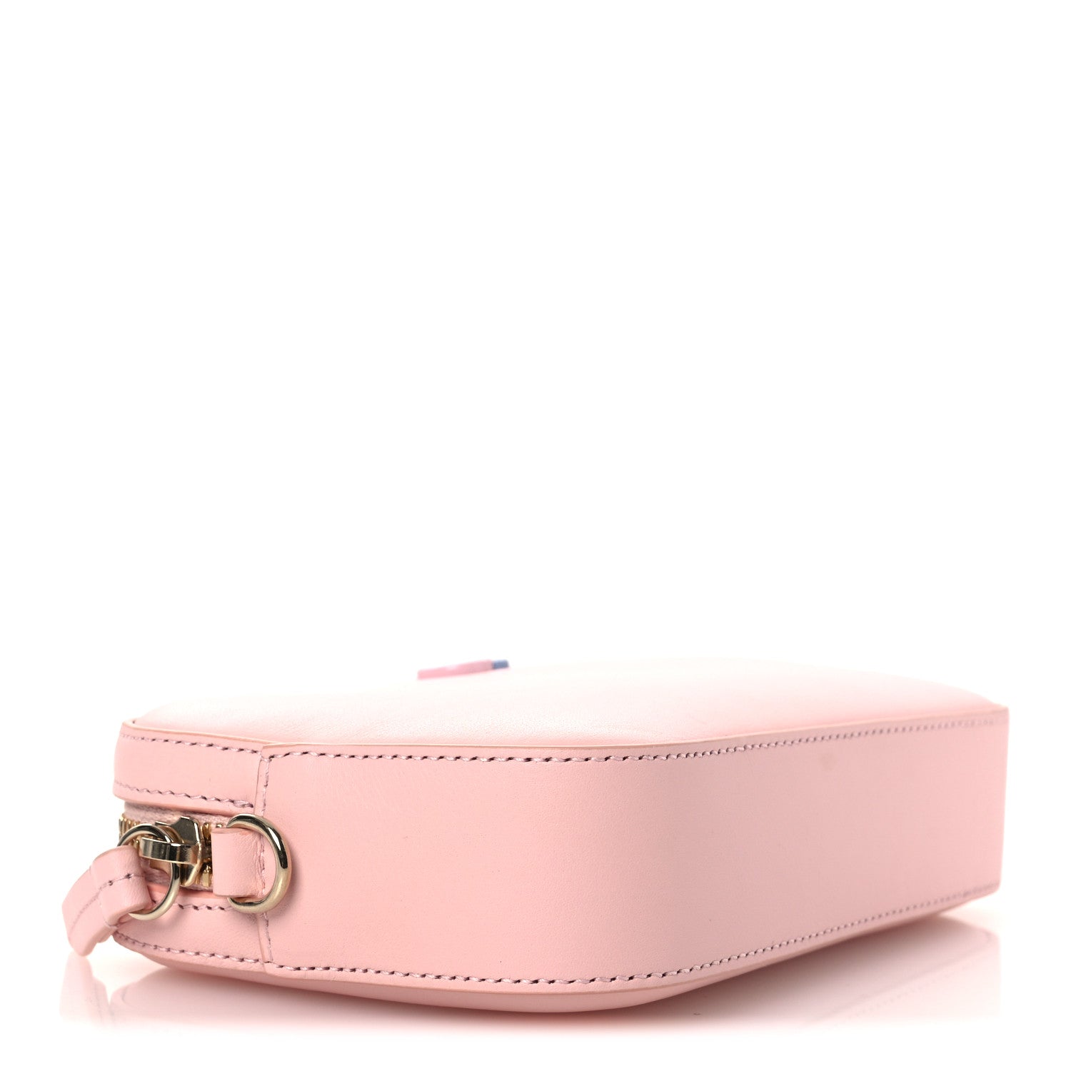 Dollar Calfskin Enamel Super Mini GG Marmont Chain Shoulder Bag Light Pink Blue