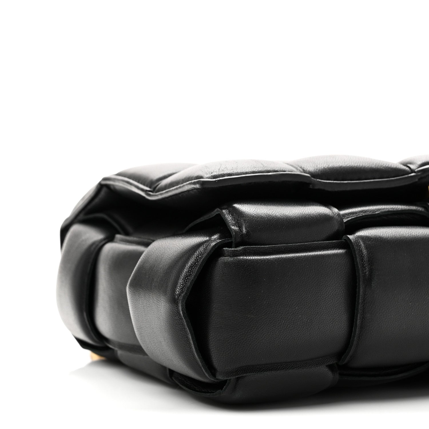 Lambskin Maxi Intreccio Padded Chain Cassette Crossbody Bag Black