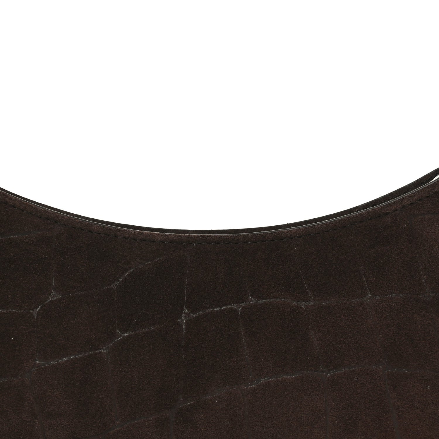 Suede Crocodile Embossed Le Bisou Dark Brown