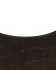Suede Crocodile Embossed Le Bisou Dark Brown