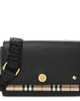 Coated Canvas Calfskin Vintage Check Medium Note Crossbody Bag Black
