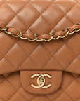 Lambskin Quilted Jumbo Double Flap Dark Beige