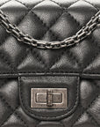 Metallic Sheepskin Quilted 2.55 Reissue Mini Flap Dark Silver