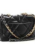 Goatskin Quilted Large CHNL 19 Flap Black