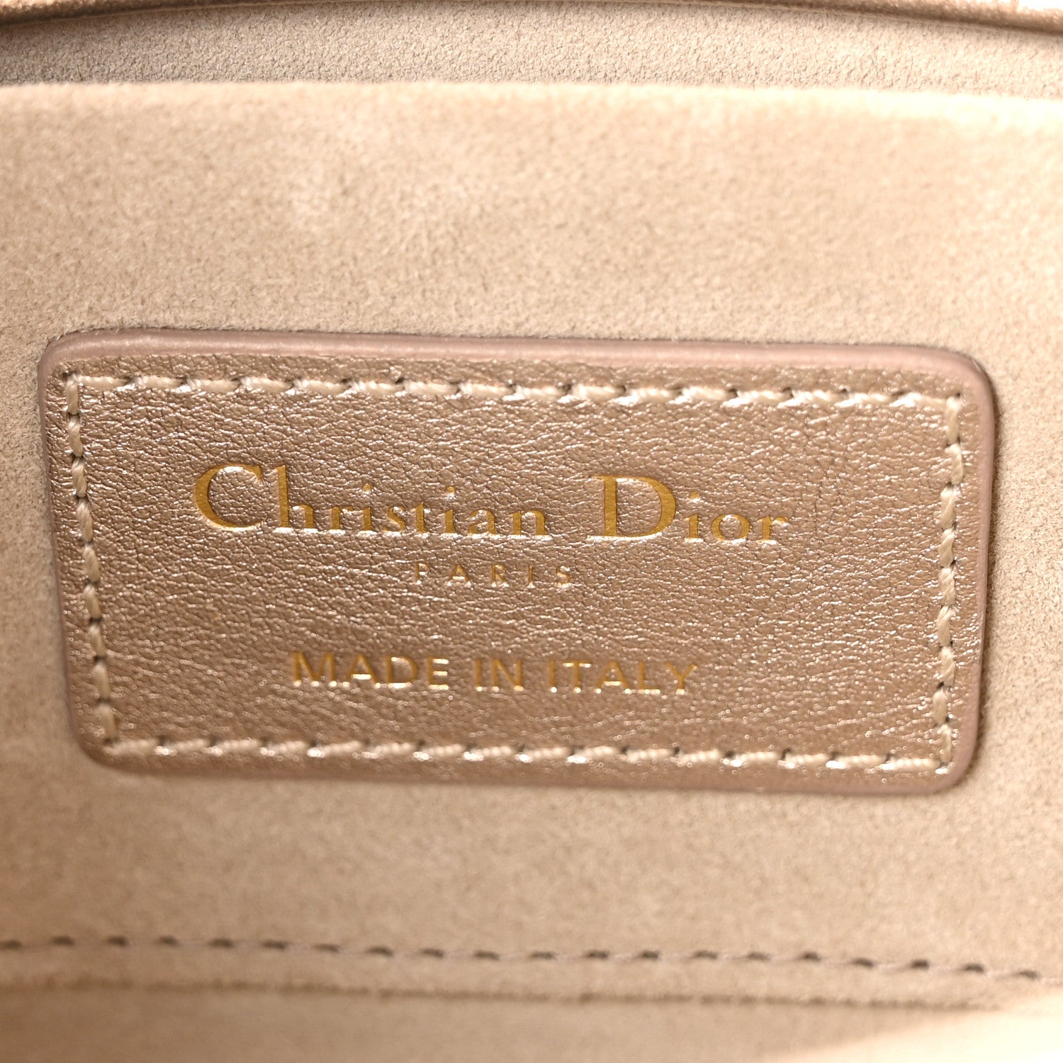 Metallic Lambskin Cannage Small Lady D-Joy Champagne