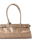 Glossy Calfskin Triangle Medium Bonnie Shoulder Bag Cameo