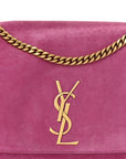 Smooth Calfskin Suede Medium Reversible Monogram Kate Satchel Rose Rubis
