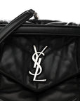 Lambskin Quilted Medium Loulou Puffer Monogram Chain Satchel Black