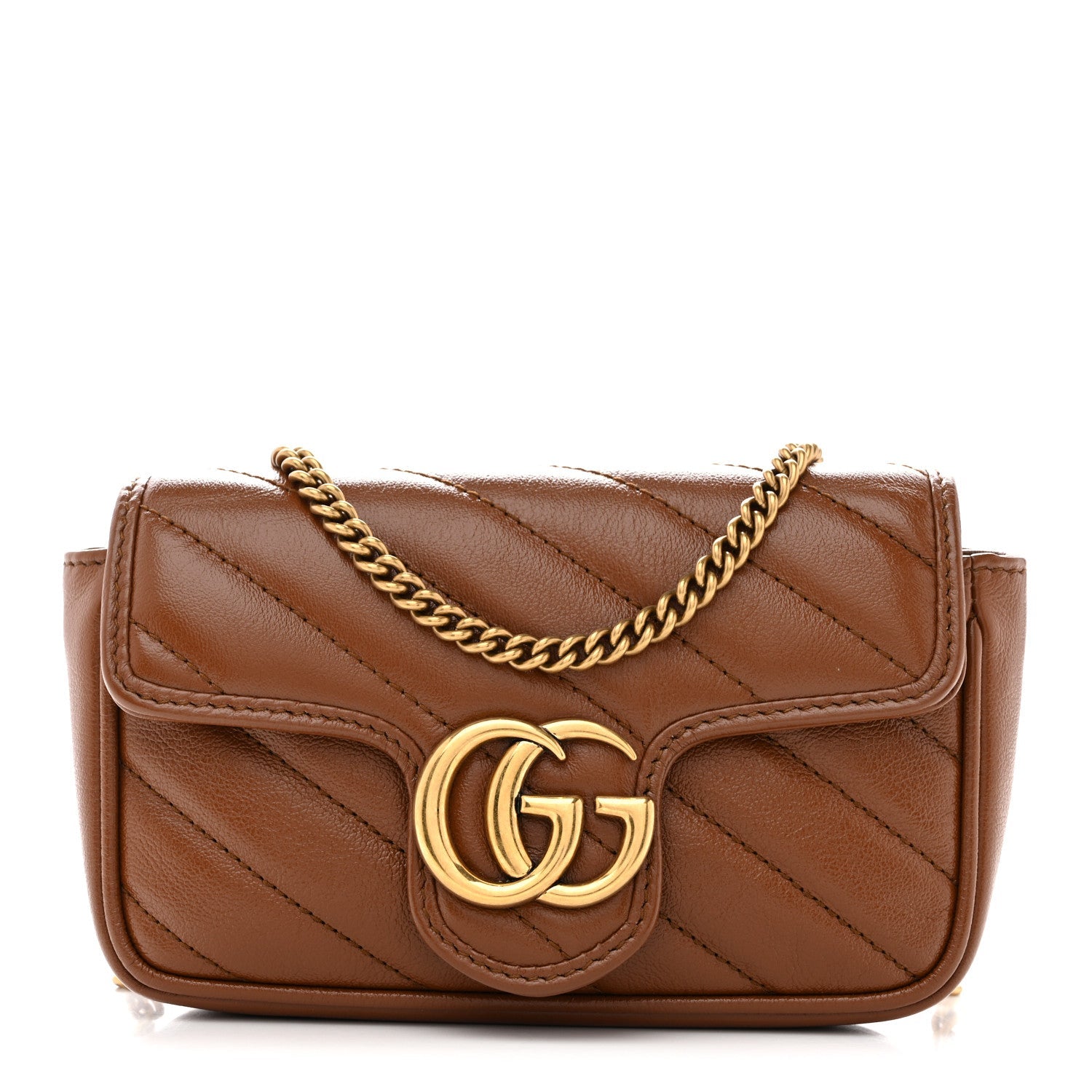 Azalea Calfskin Matelasse Diagonal Super Mini GG Marmont Shoulder Bag Cuir