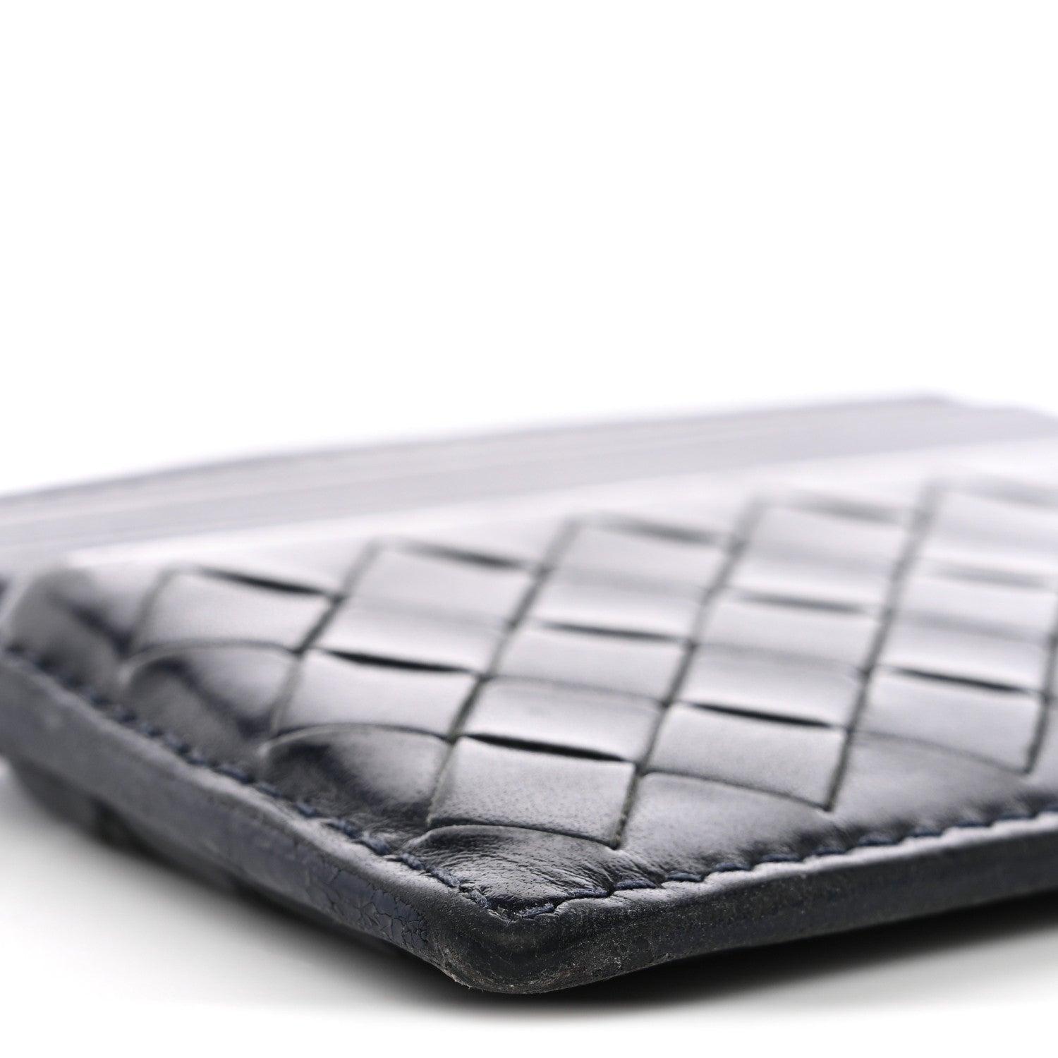 Nappa Intrecciato Card Holder Deep Blue