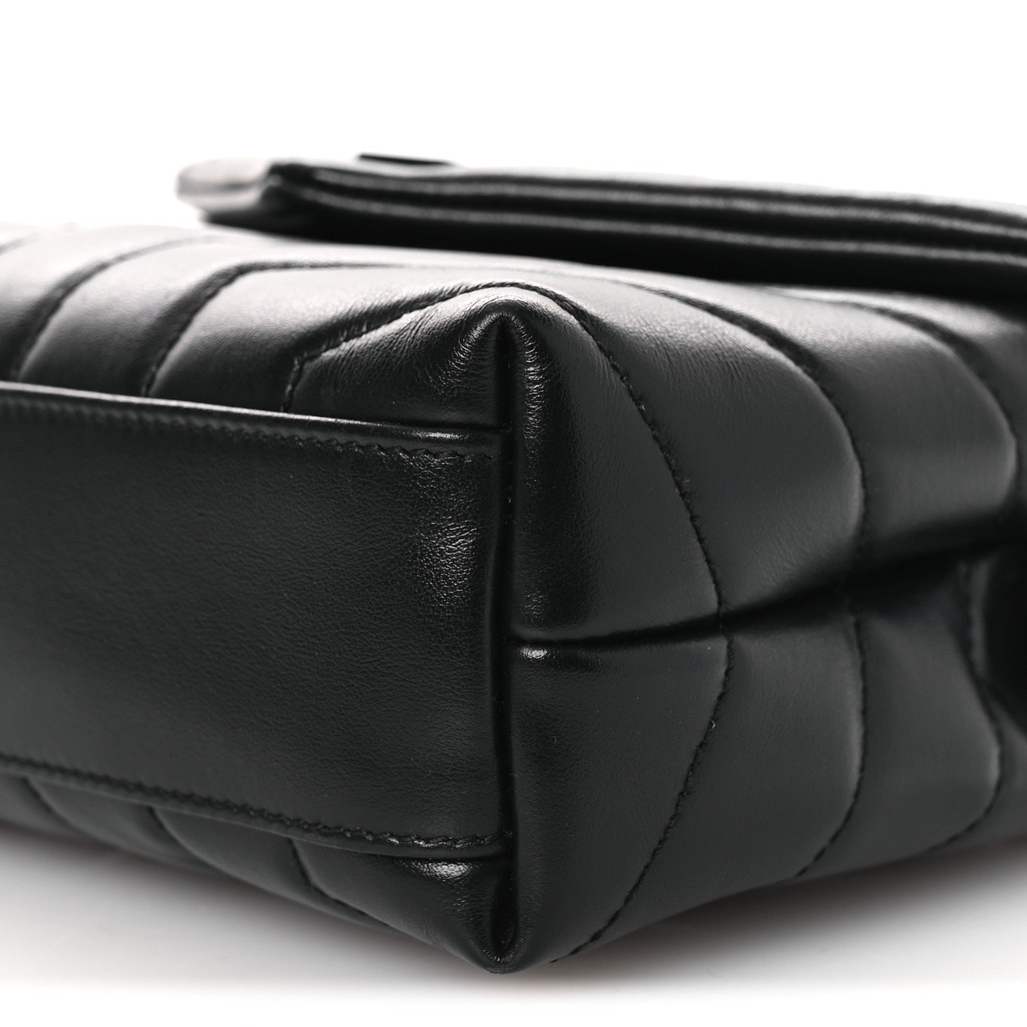 Calfskin Y Quilted Monogram Monochrome Toy Loulou Crossbody Bag Black