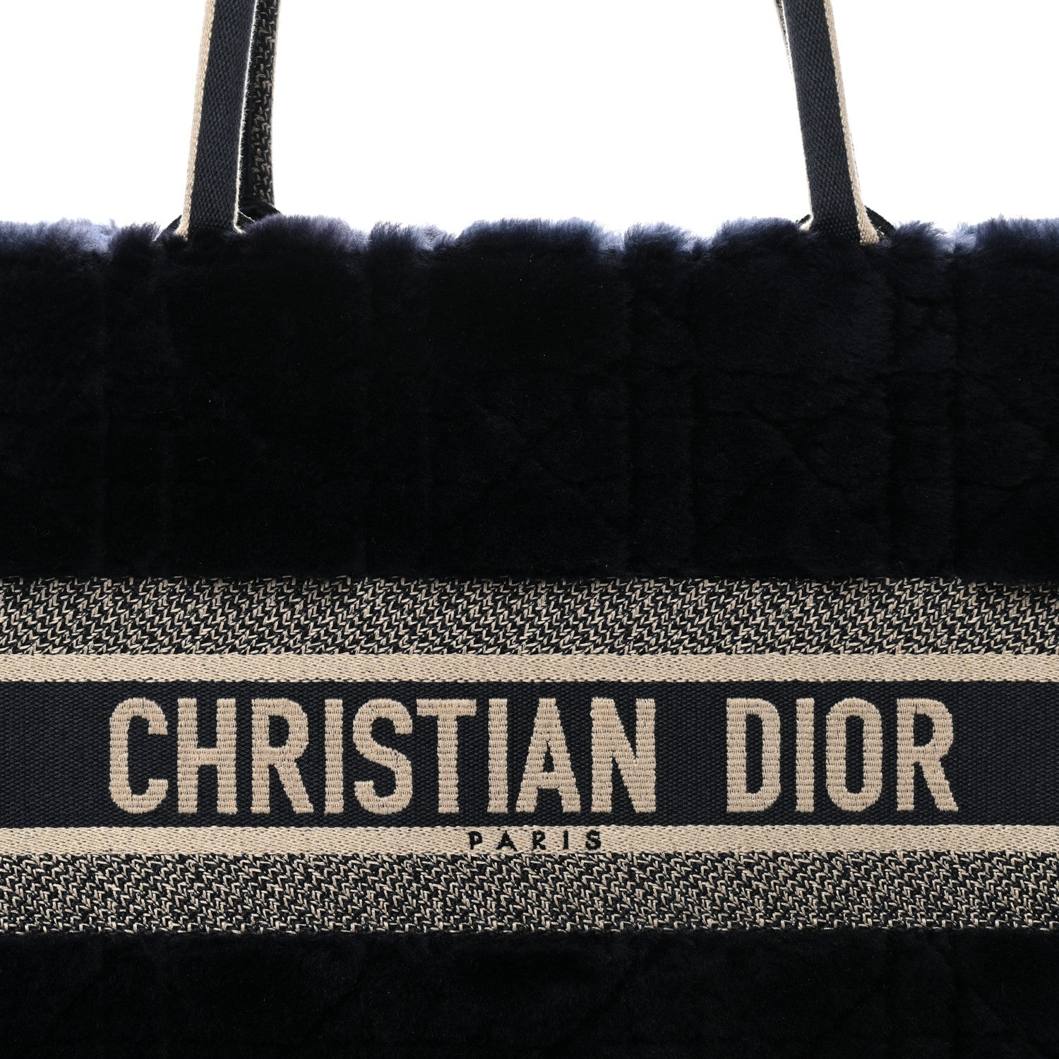 Shearling Cannage Medium Book Tote Deep Blue Natural