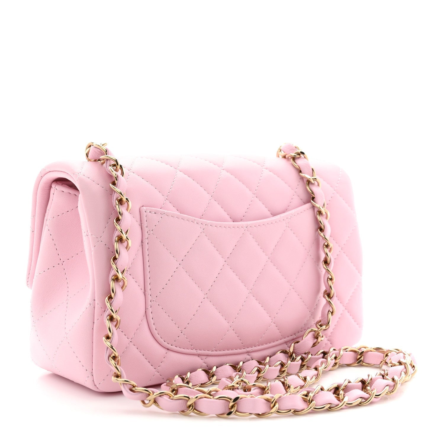 Lambskin Quilted Mini Rectangular Flap Pink