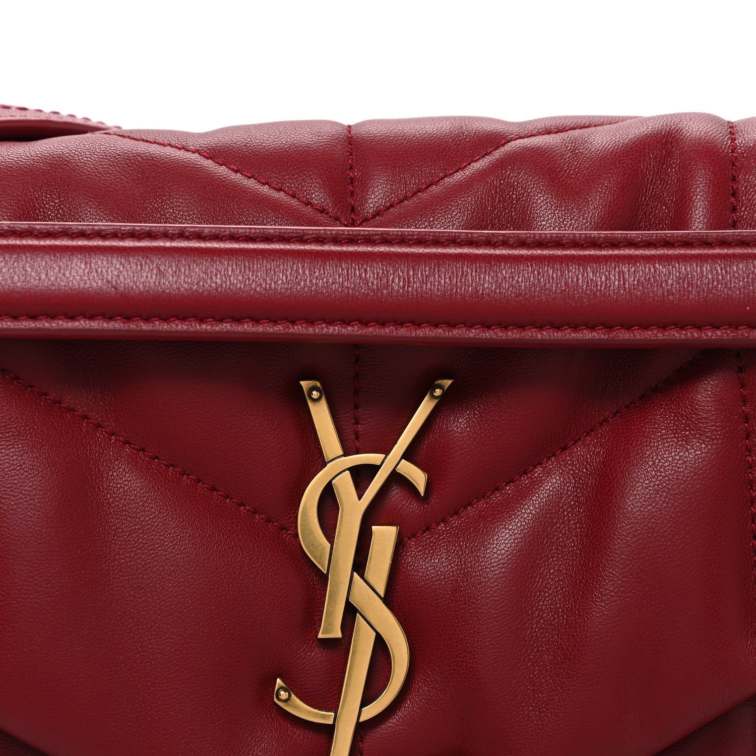 Lambskin Quilted Small Loulou Puffer Monogram Chain Satchel Red