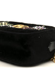Velvet Matelasse Crystal Star Embroidered Small GG Marmont Chain Shoulder Bag Black