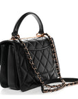 Lambskin Quilted Small Trendy CC Dual Handle Flap Bag Black
