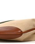 Vintage Canvas Calfskin Web Large Ophidia Half Moon Hobo Sand Light Cuir