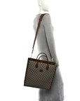 GG Supreme Monogram Textured Dollar Calfskin Medium Retro Interlocking G Vertical Tote Bag Beige Ebony Brown Sugar