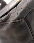 Lambskin Quilted Flap Shoulder Bag Black