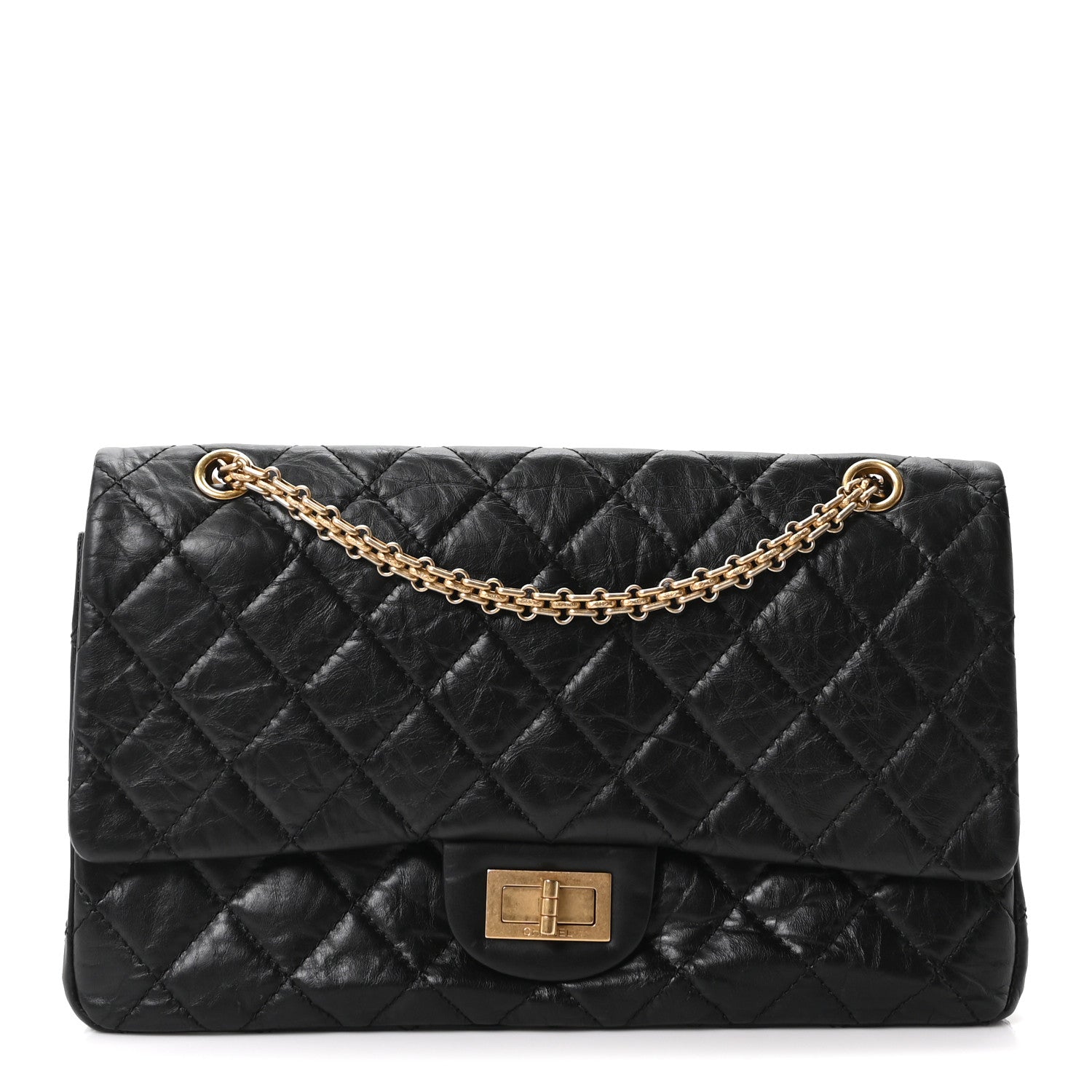 Aged Calfskin Quilted 2.55 Reissue 227 Flap Black