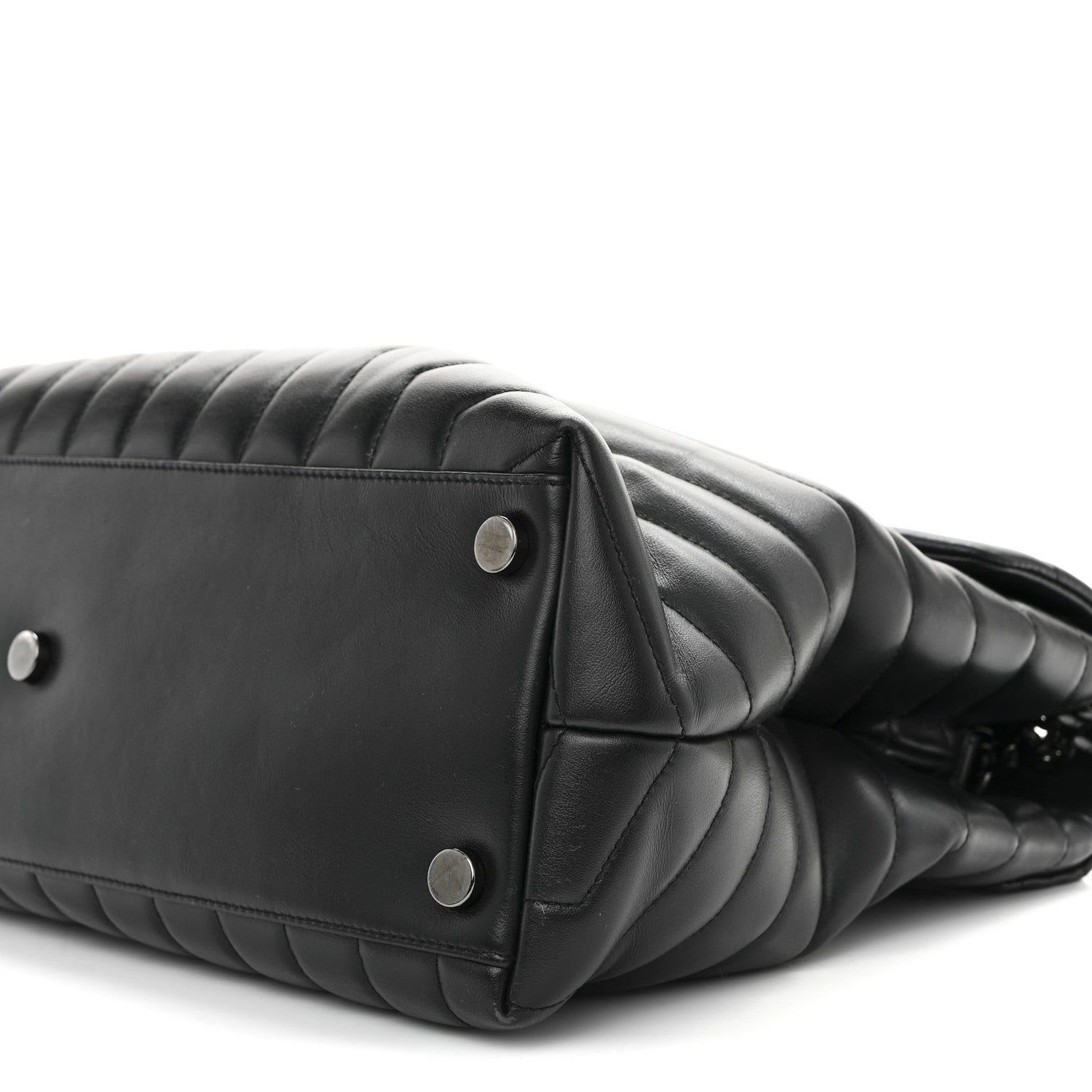 Calfskin Y Quilted Monogram Monochrome Large Loulou Chain Satchel Black