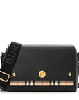 Coated Canvas Calfskin Vintage Check Medium Note Crossbody Bag Black