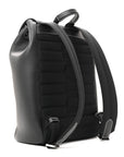Grained Calfskin Saddle Drawstring Backpack Black