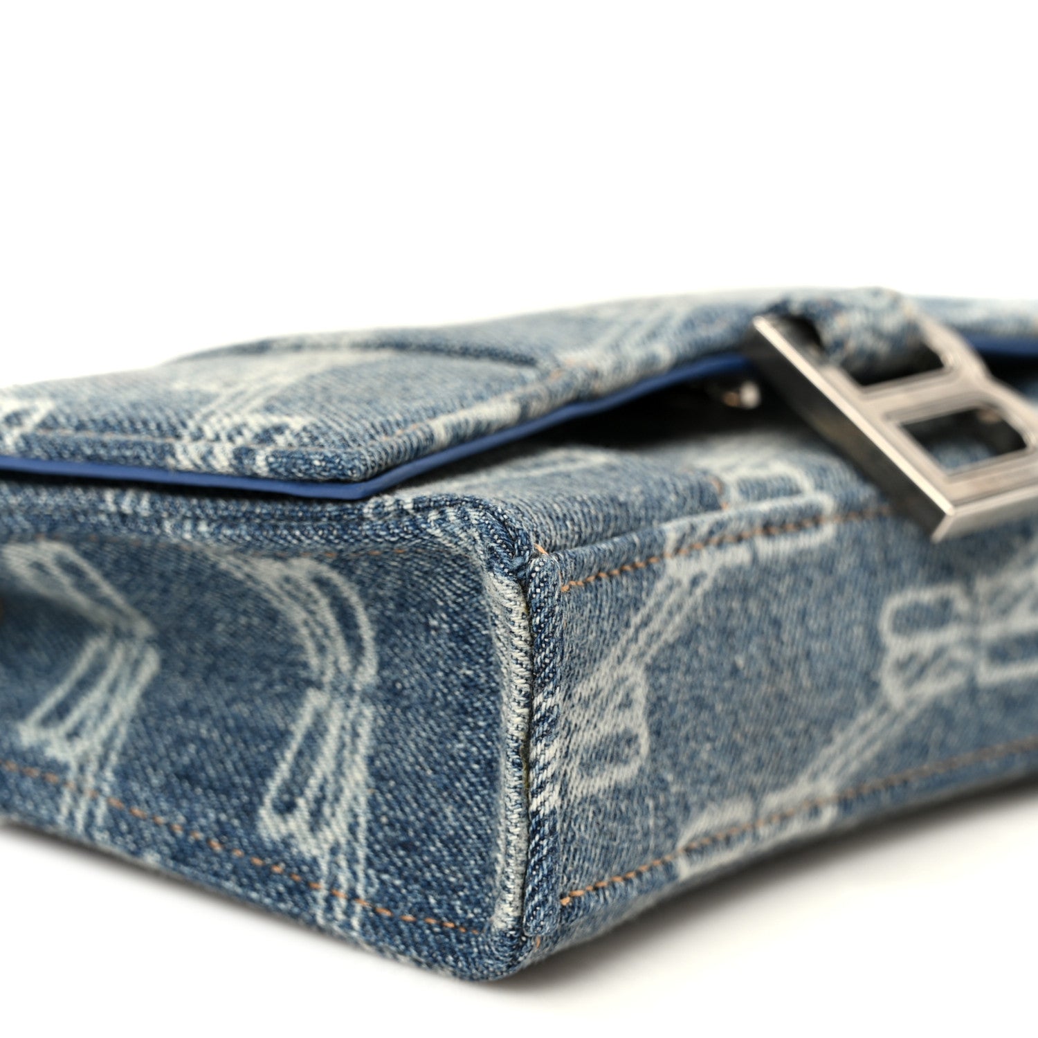 Denim BB Monogram Hourglass Chain Bag Blue