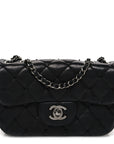 Lambskin Quilted Beaded Extra Mini Rectangular Flap Black