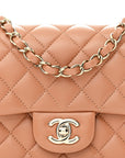 Lambskin Quilted Mini Square Flap Brown