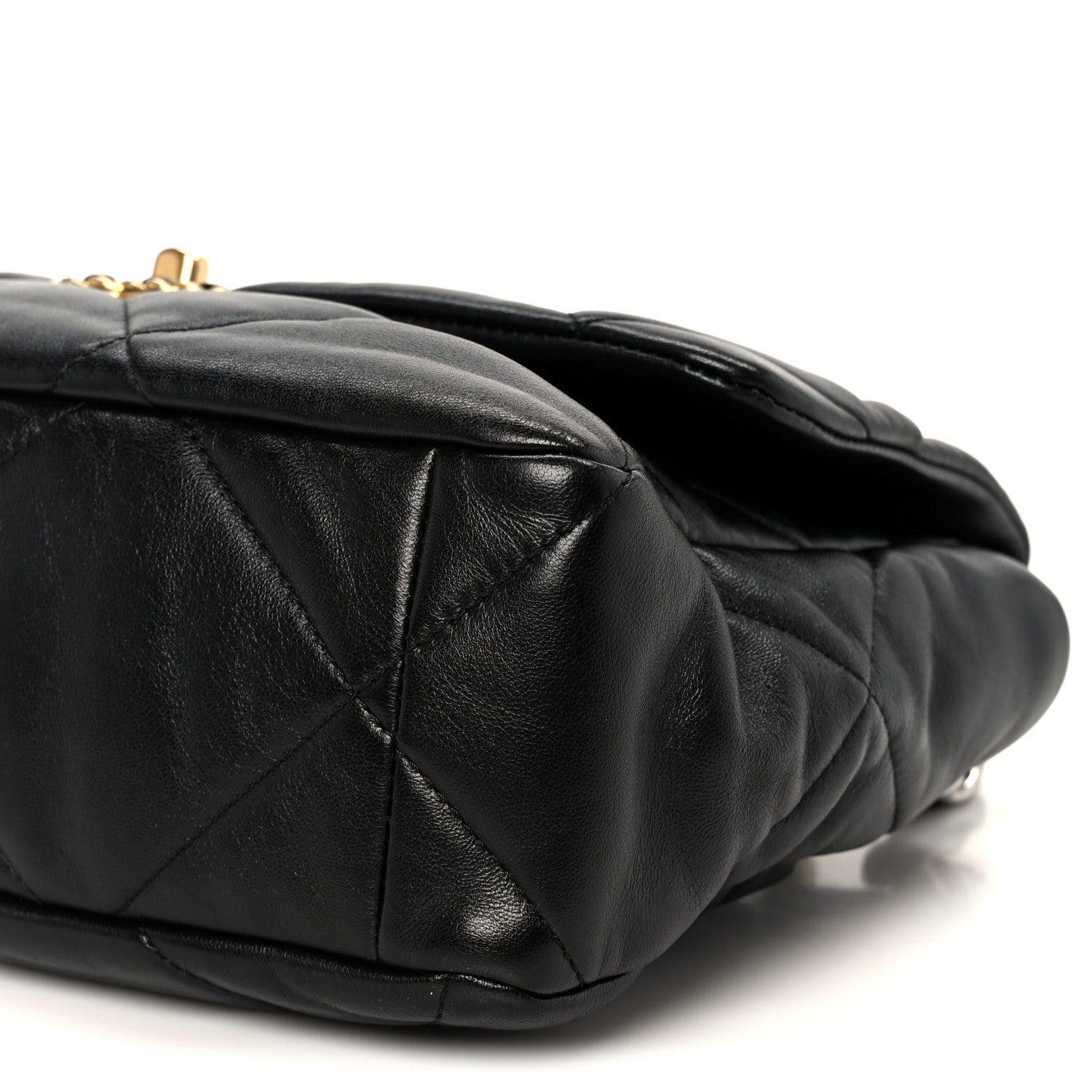 Goatskin Quilted Large CHNL 19 Flap Black