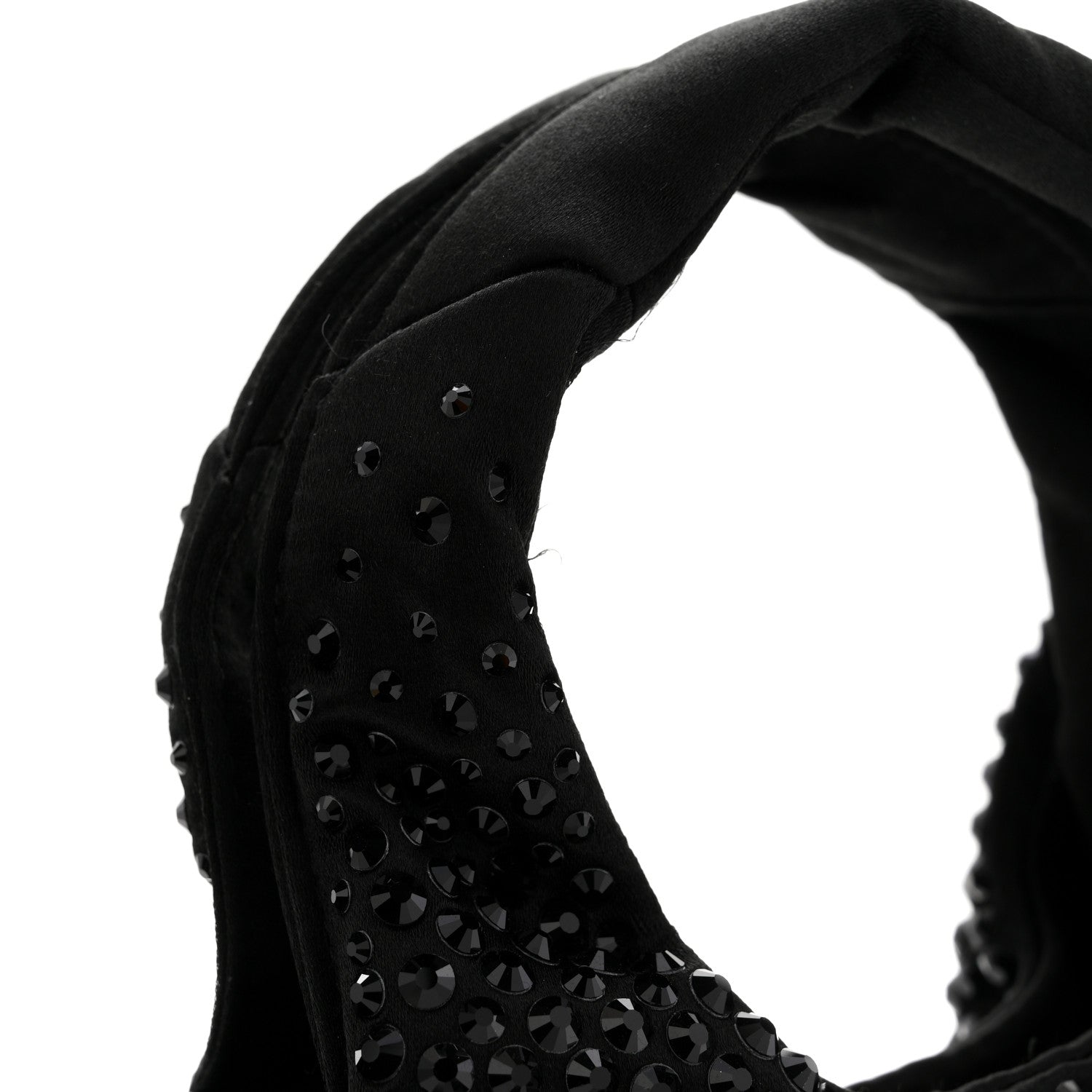 Satin Crystal Soft Padded Small Double Handled Shoulder Bag Black